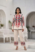 Cream Button-Down 2-Piece Cotton Co-ord Set