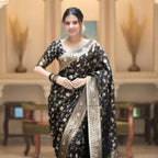 Printed Soft Lichi Silk Saree (Unstitched)