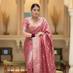 Printed Soft Lichi Silk Saree (Unstitched)