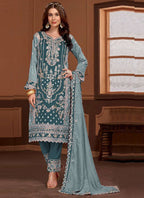 Premium Embroidered Straight Cut Trouser Suit