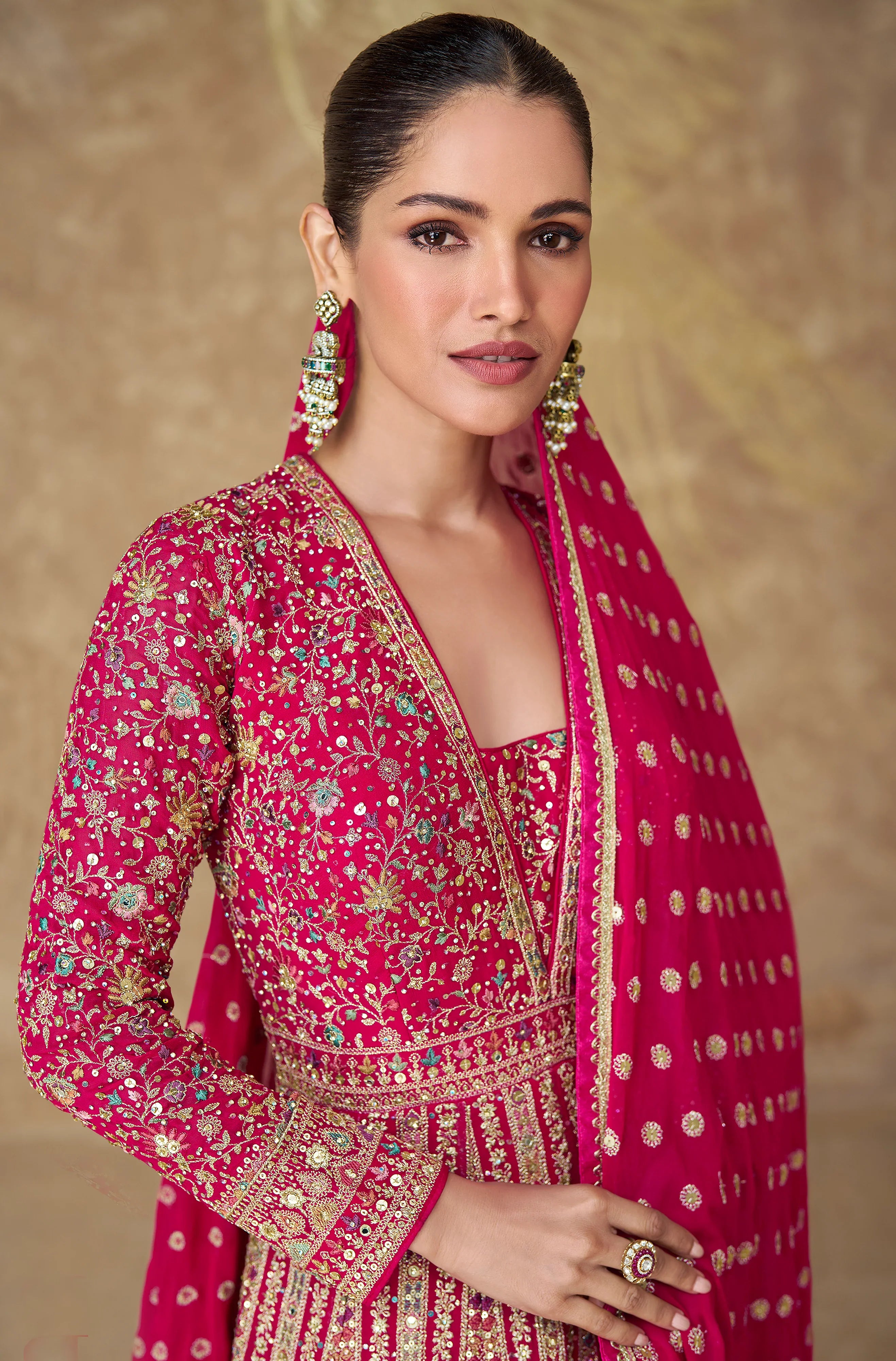 Heavy Embroidered Georgette Wedding Anarkali Gown