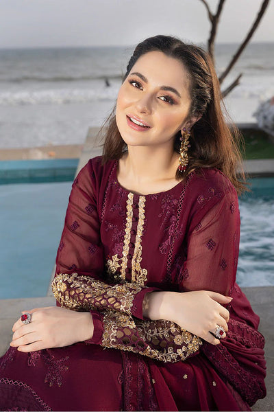 3-Piece Full Handmade Latest Chiffon Heavy Embroidered Dress With Embroidered Dupatt | STITCHED SUIT