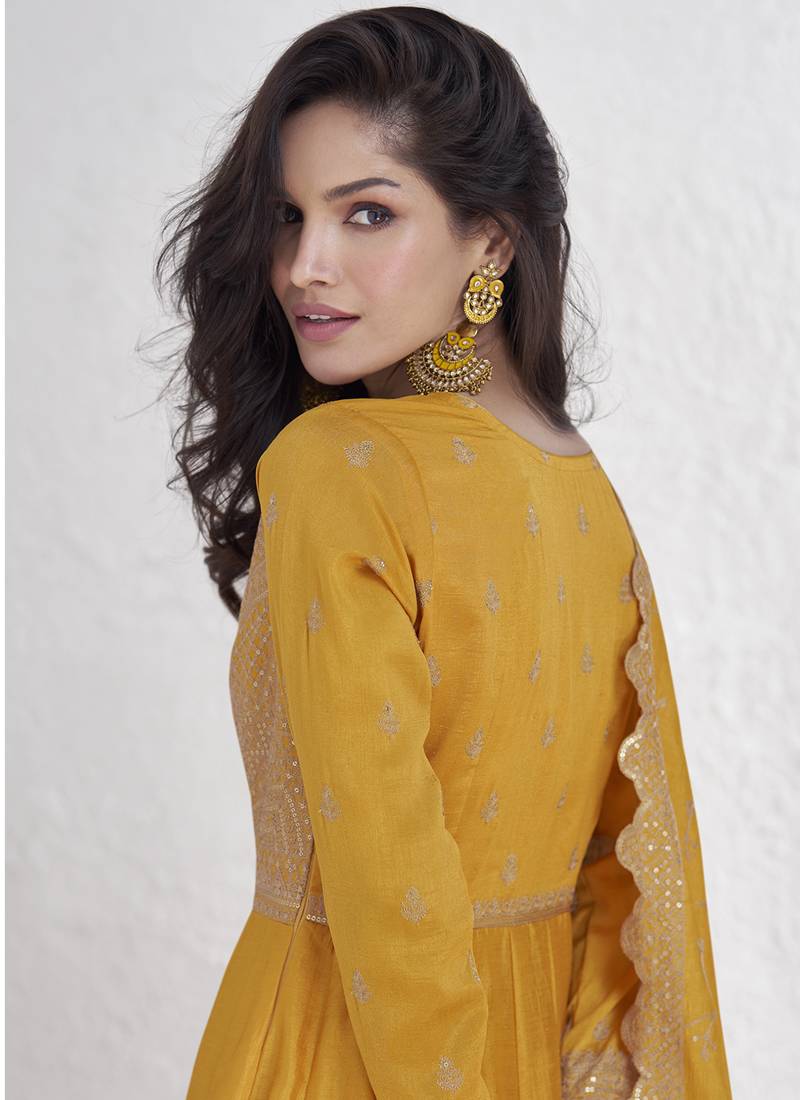 Premium Vichitra Sequin Embroidered Work Anarkali Suit